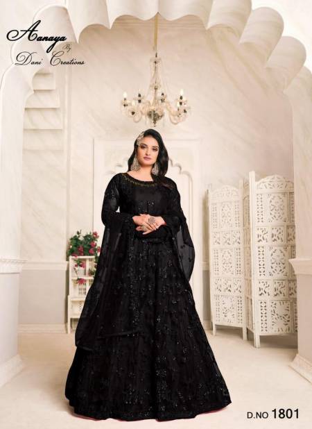 Black Colour Latest fancy heavy designer Wedding Wear Net With Heavy Tone  to Tone Thread And Sequence Work Gown Collection 1801 - The Ethnic World
