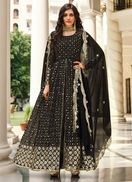 Black Colour Senhora Moksa Fancy Latest Designer Georgette Anarkali Suit  2071 - The Ethnic World