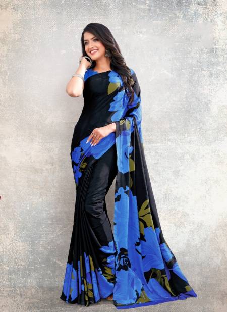 Black And Blue Colour Beautified By Sushma Printed Saree Catalog 2303 B