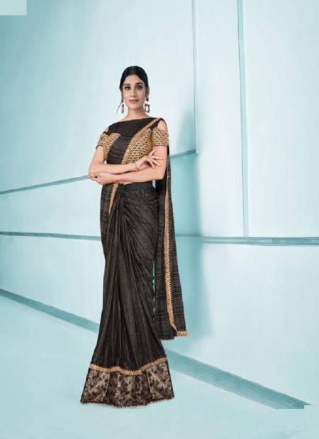 Black And Golden Colour Elaura By Mahotsav 42102 To 42116 Party Wear Saree Catalog 42116