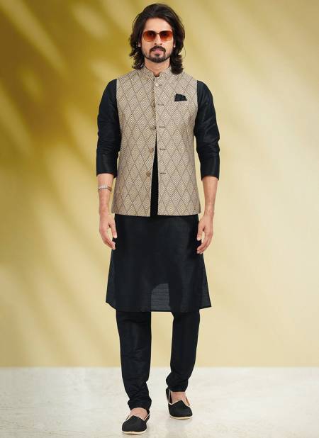 Black And Gray Colour Ethnic Wear Wholesale Kurta Pajama With Jacket Catalog 1830