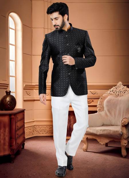 Black And Gray Colour Party Wear Designer Wholesale Jodhpuri Suit Catalog 1674