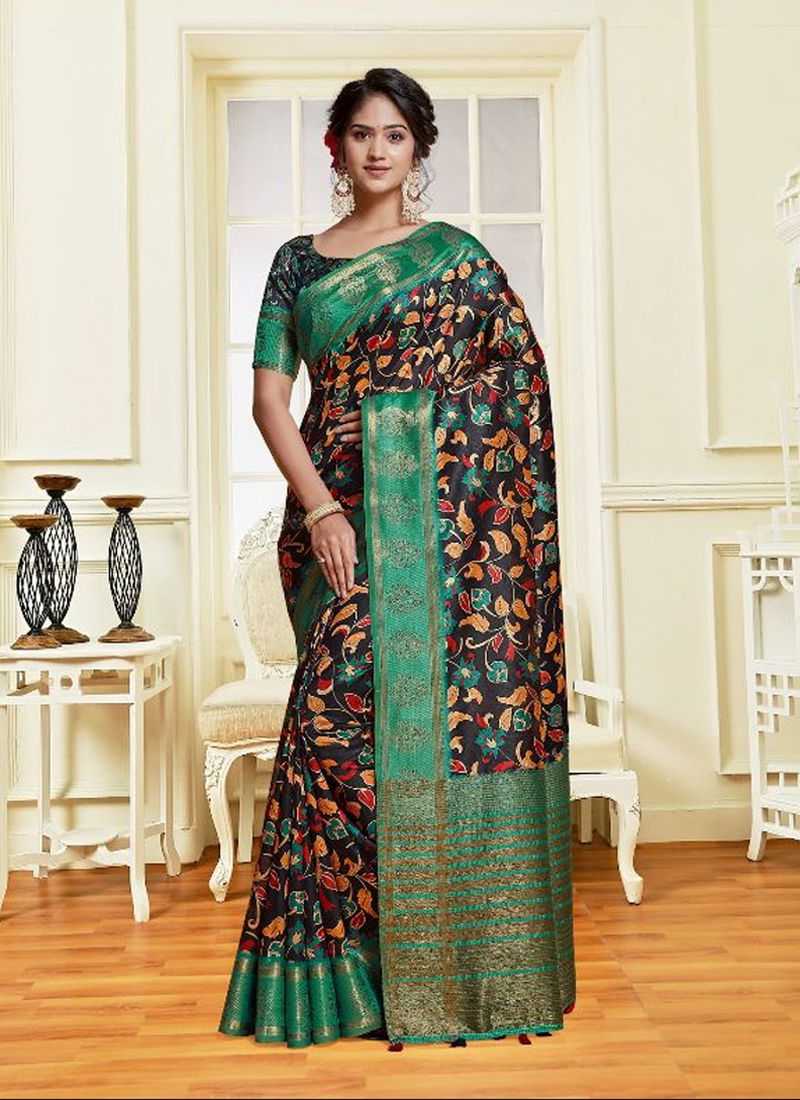 Black And Green Charming Digital Vol 2 By Mintorsi Printed Sarees Catalog 2111