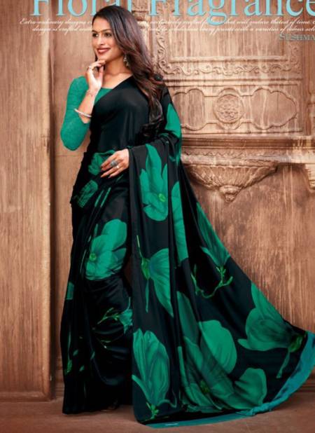 Black And Green Colour Infinite Class Printed Wholesale Daily Wear Saree Catalog 95002 B