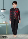 Black And Maroon Colour Kids Party Wear Kurta Pajama Catalog K 527