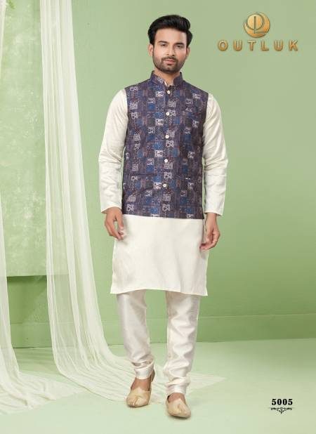 Black And Mix Colour Outluk Wedding Collection Vol 5 Mens Wear Modi Jacket Kurta Pajama Catalog 5005