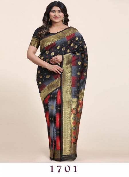 Black And Multi Colour Vedika By Sethnic Banarasi Art Silk Designer Saree Catalog 1701