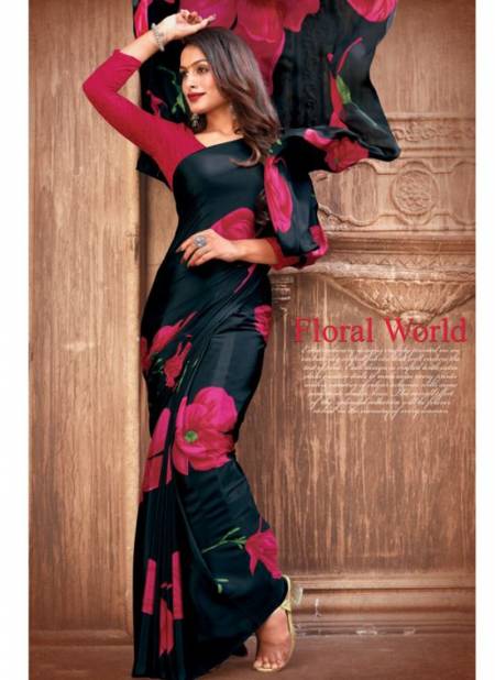 Black And Pink Colour Infinite Class Printed Wholesale Daily Wear Saree Catalog 95002 A