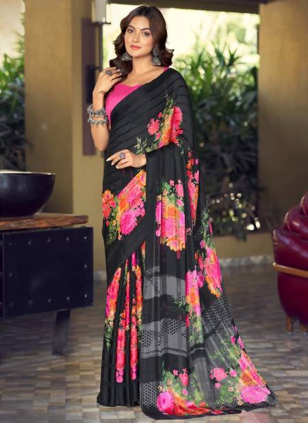 Black And Pink Vartika Silk 2nd Edition By Ruchi Silk Sarees Catalog 22203 A