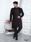Black And Red Colour 1641 Party Wear Indo Western Mens Jacket Set Exporters In India 2772