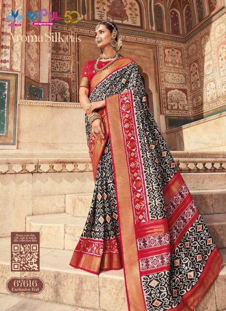 Black And Red Colour Aroma Silk Plus By Vipul Silk Saree Catalog 67616