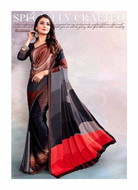 Black And Red Colour Digital 30 By Sushma Daily Wear Saree Catalog 3011