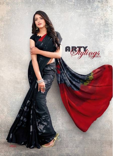 Black And Red Colour Modern Insight Vol 2 By Sushma Printed Saree Catalog 2301 A