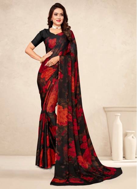 Black And Red Colour Star Chiffon Vol 118 By Ruchi Daily Wear Saree Catalog 24313 B