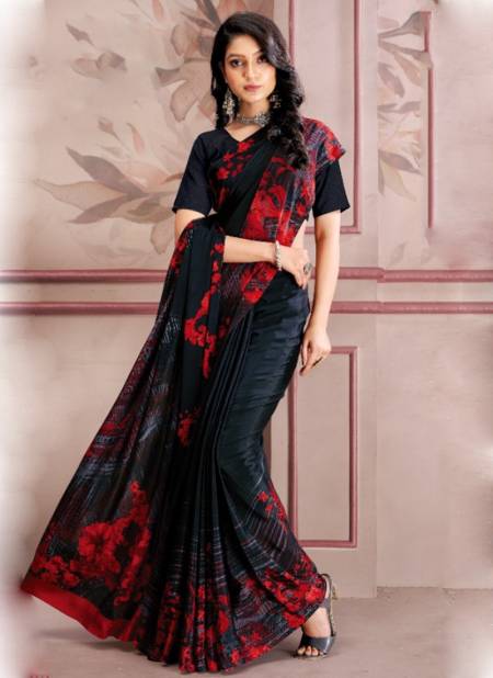 Black And Red Colour Uniqueness By Sushma Printed Sarees Catalog 701 A
