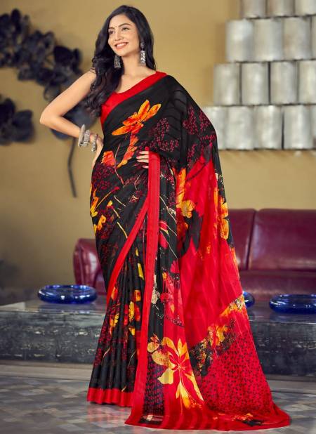 Black And Red Colour Vartika Silk 2nd Edition By Ruchi Silk Sarees Catalog 22202 A