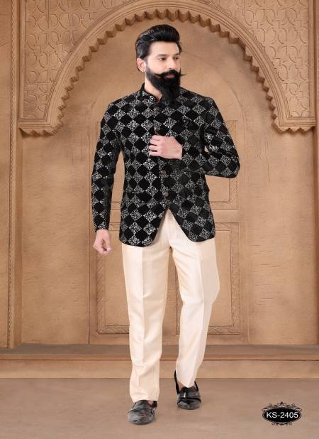 Black And Silver Colour 1632 Designer Party Wear Mens Jodhpuri Suits Wholesalers In Delhi 1632-KS 2405