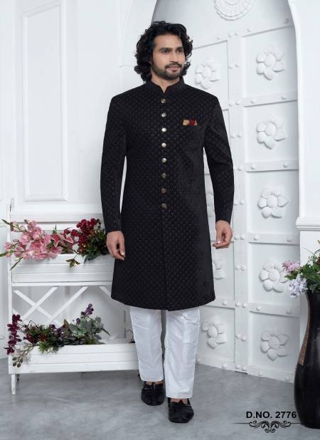 Black And White Colour 1641 Function Mens Wear Designer Sherwani Wholesale Shop In India 2776