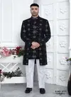 Black And White Colour 1641 Party Wear Indo Western Mens Jacket Set Exporters In India 2771