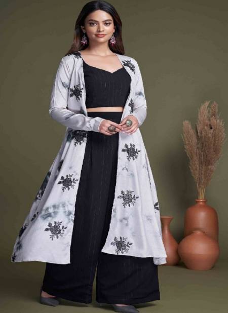 Black And White Colour Flory Vol 34 By Shubhkala Plazzo Suit Catalog 4907