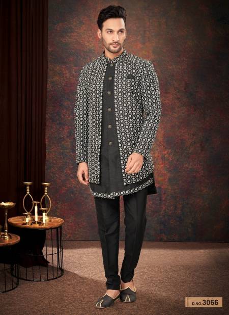 Black And White Colour GS Fashion Function Wear Mens Desginer Indo Western Wholesalers In Delhi 3066