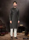 Black And White Colour GS Fashion Wedding Mens Wear Designer Kurta Pajama Wholesale Market In Surat 117