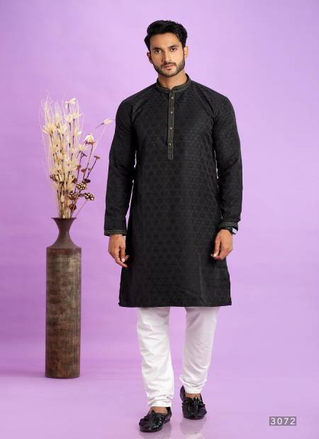 Black And White Colour Wedding Mens Wear Pintux Stright Kurta Pajama Wholesale Clothing Suppliers In India 3072