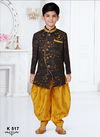 Black And Yellow Colour Kids Party Wear Kurta Pajama Catalog 517