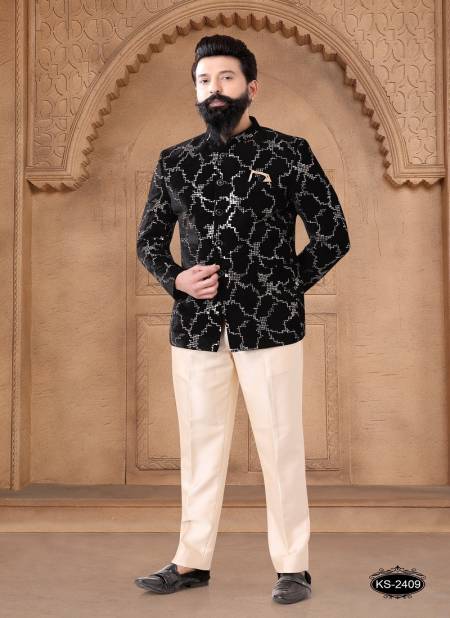 Black Colour 1632 Designer Party Wear Mens Jodhpuri Suits Wholesalers In Delhi 1632-KS 2409