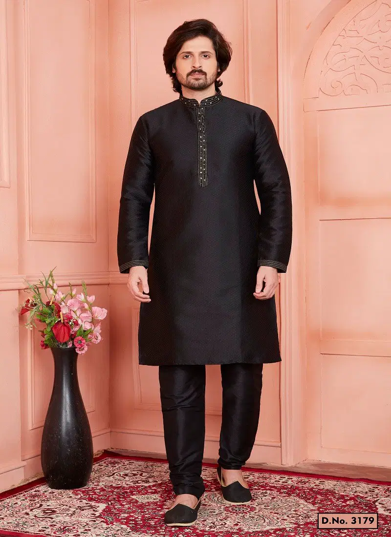 Black Colour 1658 Function Wear Mens Indo Western Surat Wholesale Online 3179