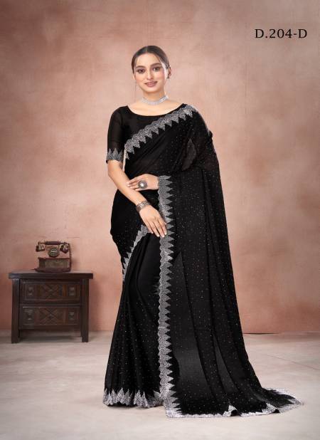 Black Colour 204 A To 204 I By Suma Designer Satin Chiffon Festive Wear Saree Wholesale Suppliers In Mumbai 204-D
