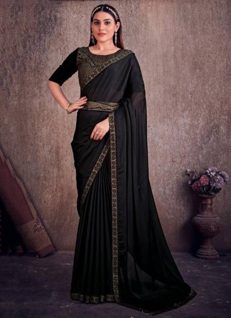 Black Colour 470 Colours Wholesale Designer Party Wear Sarees Catalog 470 B