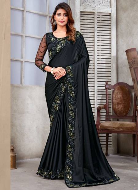 Black Colour 487 Colours Wholesale Designer Silk Saree Catalog 487 B
