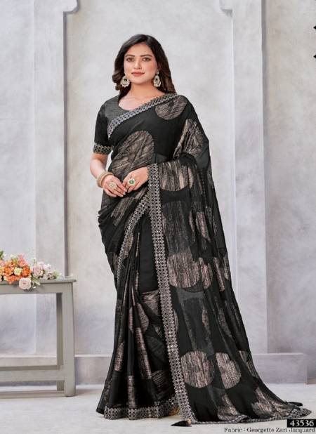 Black Colour Aakansha By Mahotsav Georgette Zari Jacquard Party Wear Sarees Wholesale Market In Surat 43536