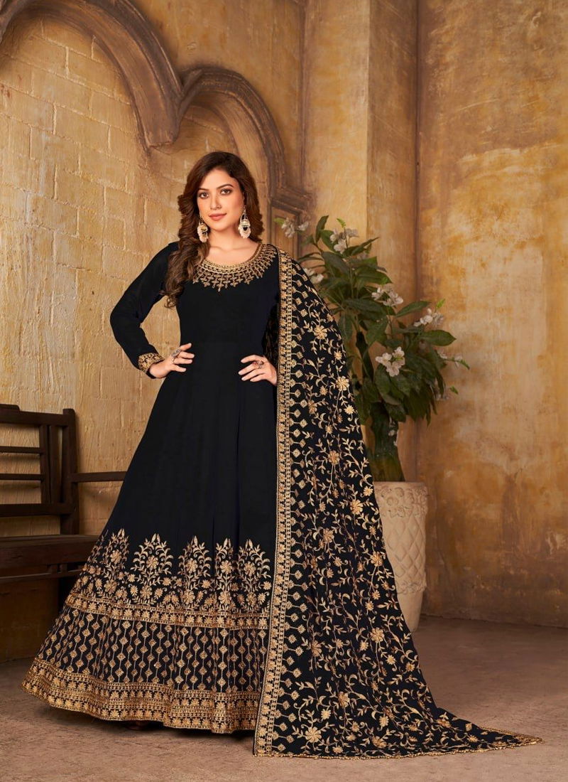 Black Colour Aanaya Vol 140 4001 To 4007 Gown Catalog 4005