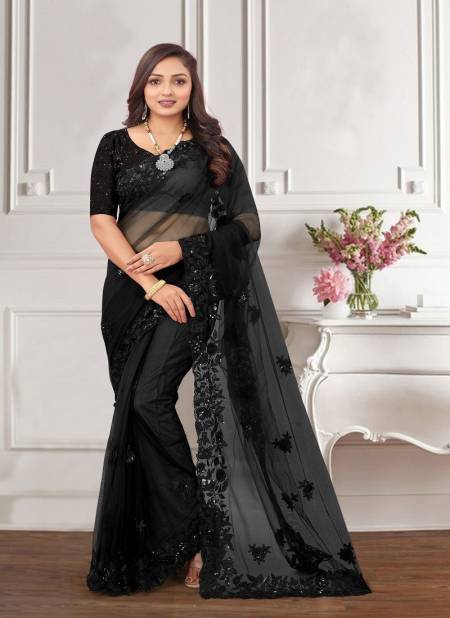 Black Colour Ahilya By Nari Fashion Party Wear Saree Catalog 7031
