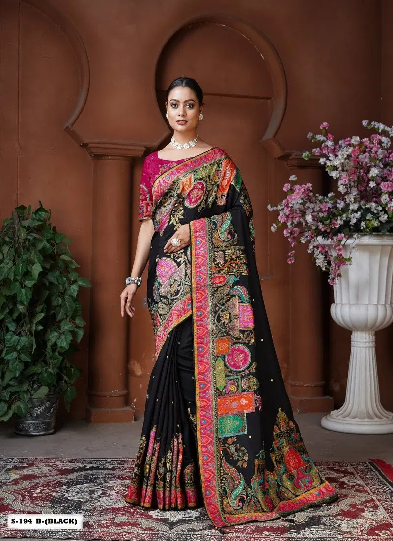 Black Colour Anaara By Tathastu Dola Silk Designer Saree Wholesale Shop In Surat S 194 B