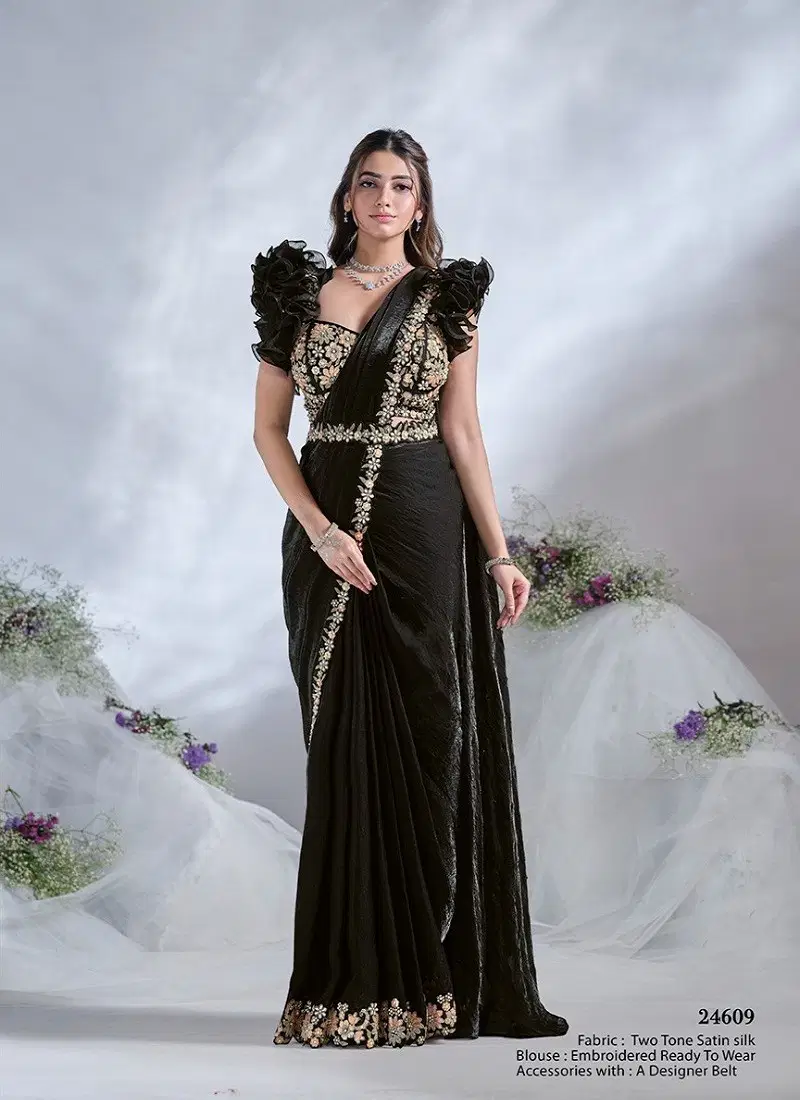 Black Colour Aura Mohmanthan Royal By Mahotsav Designer Saree Suppliers In India 24609