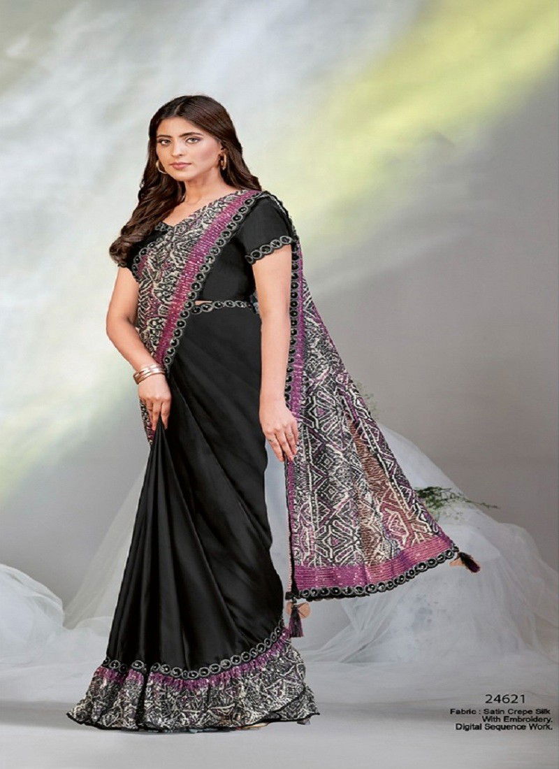 Black Colour Aura Mohmanthan Royal By Mahotsav Designer Saree Suppliers In India 24621