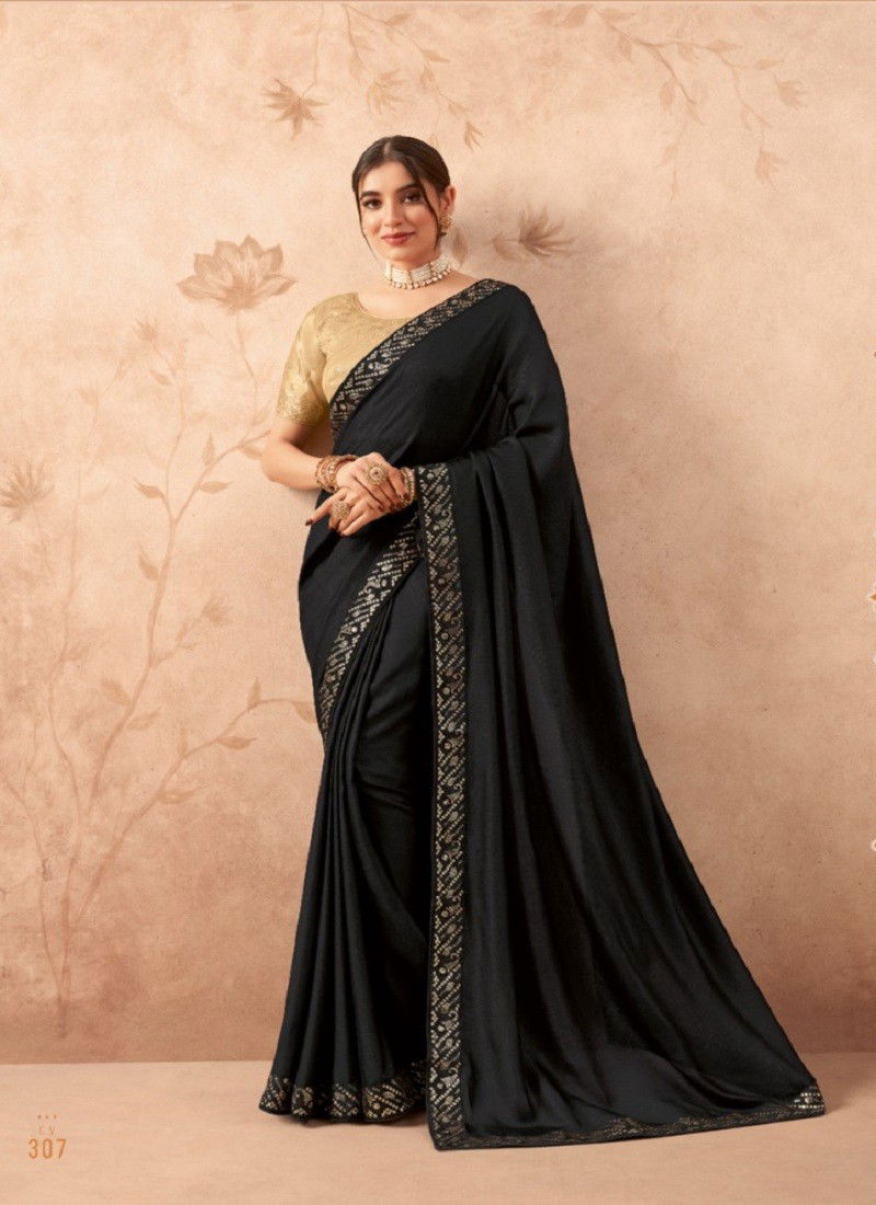 Black Colour Charvi Vol 3 By Shashvat Fancy Embroidery Saree Wholesale In India CV307