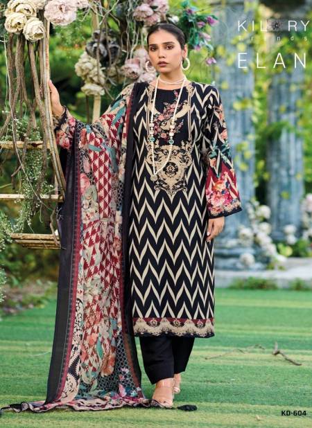 Black Colour Elan By kilory Trends Pashmina Digital Printed Dress Material Catalog KD 604