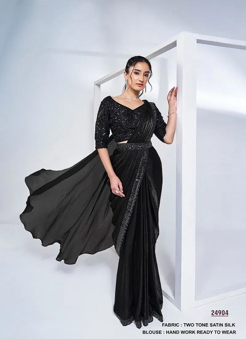 Black Colour Elyssia Mohmanthan Royal By Mahotsav Designer Party Wear Saree Wholesale In India 24904