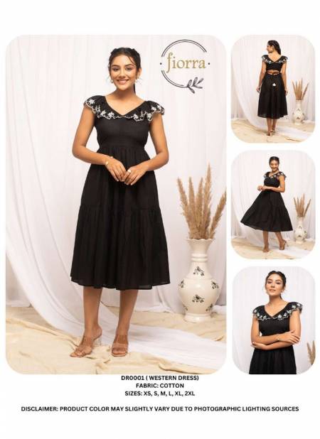 Black Colour Fiorra DR0000 01 Party Wear Ladies One Piece Western Dress Wholesalers In Delhi DR0001