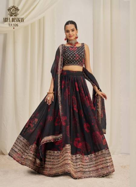 Black Colour Floral Vol 9 By Arya Designs Organza Lehenga Choli Exporters In India T.F.326