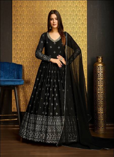 Black Colour Flory Vol 44 By Kf Shubhkala Anarkali Long Gown Readymade Suits Wholesale Online 5005