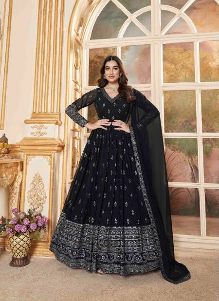 Black Colour Flory Vol 45 By Kf Shubhkala Anarkali Long Gown Readymade Suits Wholesale Shop In Surat 5015