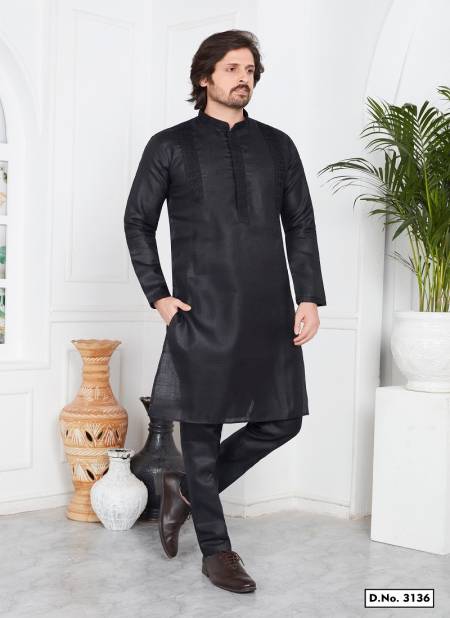 Black Colour Function Mens Wear Pintux Designer Kurta Pajama Wholesale Price In Surat 3136