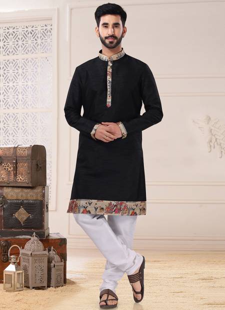 Black Colour Function Wear Mens Wholesale Kurta With Pajama Catalog 1769