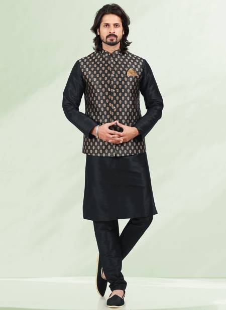 Black Colour Function Wear Wholesale Modi Jacket Kurta Pajama Catalog 1889