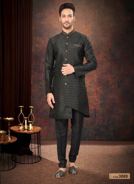 Black Colour GS Fashion Function Wear Mens Desginer Indo Western Wholesalers In Delhi 3069